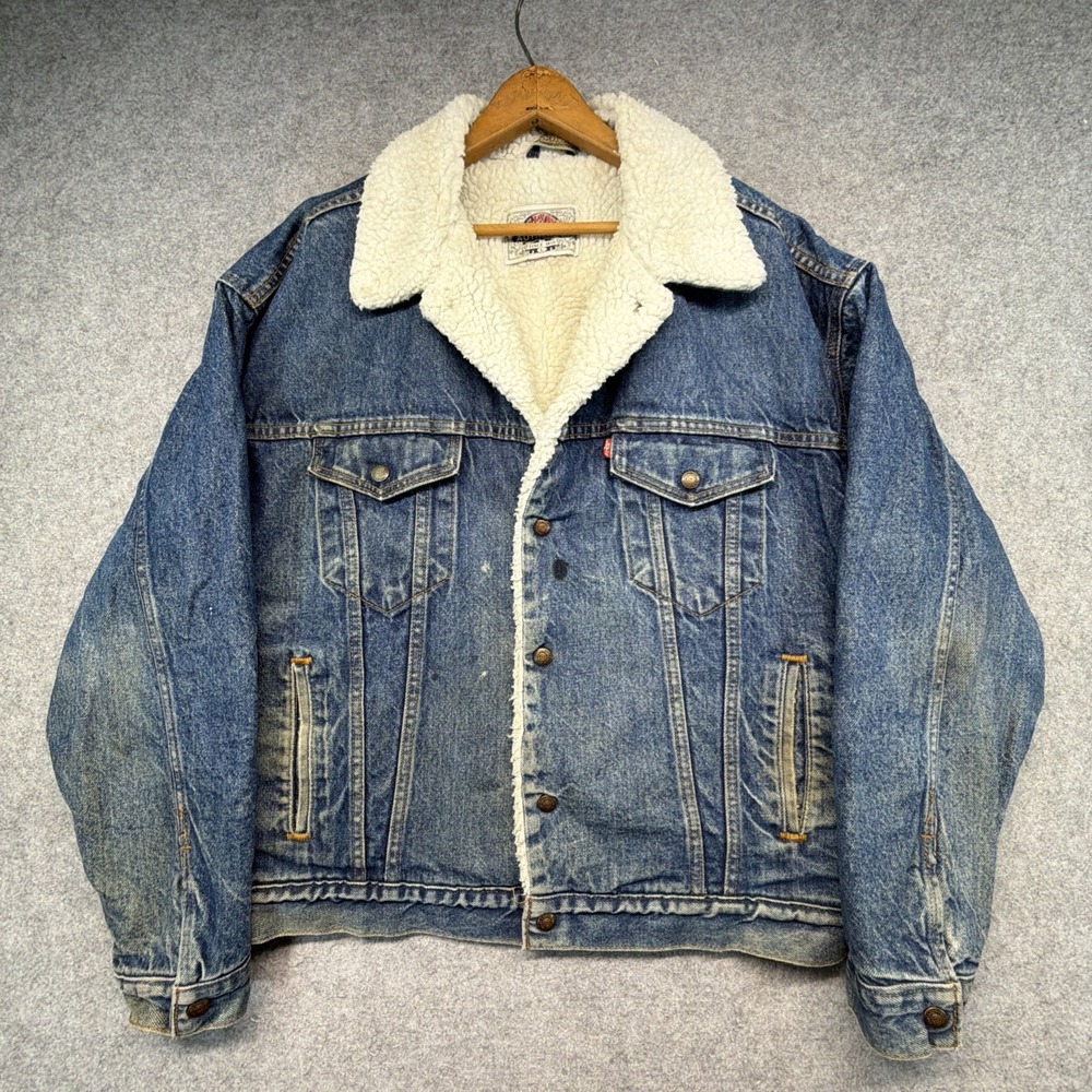 Vintage Levi's Sherpa Lined Denim Trucker Jacket Size Large